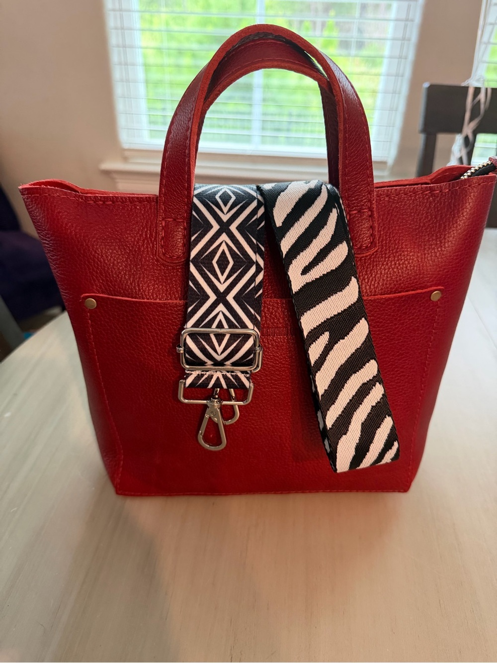 TWO (2) FUN Black & White Patterned Crossbody Straps (bag not for sale)